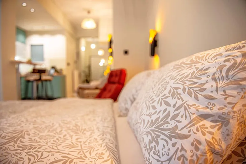 Pillows in patterned linen